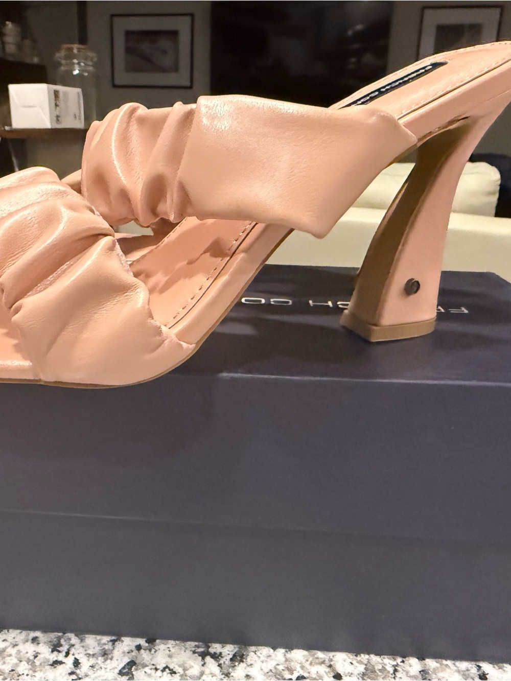 French Connection Blush Ruched Slide Heel